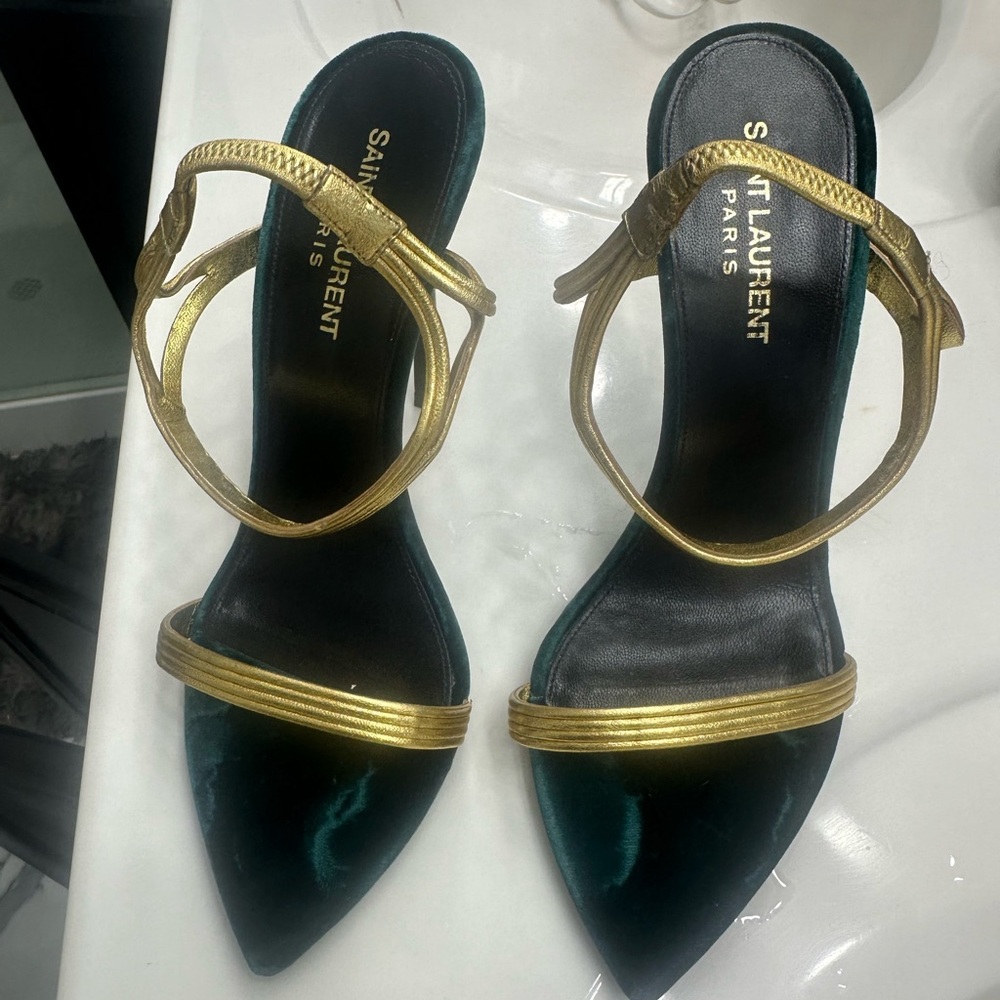 Saint Laurent Gold and Green shoes